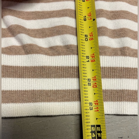Tommy‎ Hilfiger Sweater Womens Medium Beige Striped Long Sleeve Turtle Neck Top - Picture 8 of 13